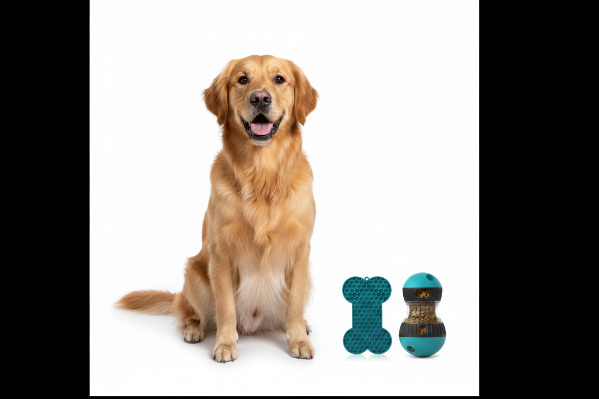 kit bien être chien - tapis de léchage + distributeur de friandises